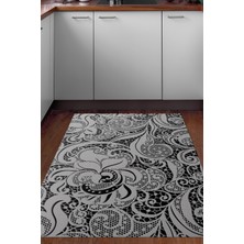 Dekoreko Dijital Mutfak Halısı Yıldız Deri Kaymaz Taban Modern Cedrica Gri