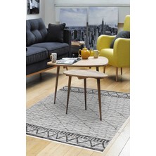 Dekoreko Dijital Salon Halısı Trend Keçe Kaymaz Taban Iskandinav Farah Gri