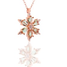 Neva Jewelry 925 Ayar Favori Açık Yeşil Lotus Çiçeği Modelli Gümüş Kolye