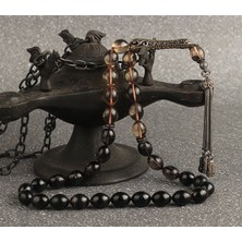 Tesbih Sepetim Zirkon Taşlı Gümüş Püsküllü CF1021 Kehribar Tesbih