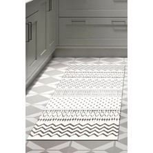 Dekoreko Dijital Mutfak Halısı Trend Keçe Kaymaz Taban Iskandinav Cade Bej