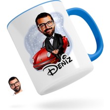 BK Kişiye Özel Erkek Patron Karikatürlü Mavi Kupa Bardak-1