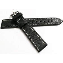 Fado 18  Milim  Beyaz Dikişli Siyah  Hakiki  Deri  Kayış