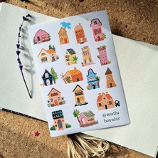 Deyda Renkli Ev - Sitcker Etiket | Bullet Journal, Ajanda, Scrapbook Için Uygun