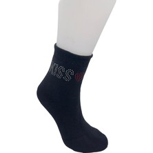 Uzman Pamuklu Kadın Kışlık Çorap Simli Kiss Desenli