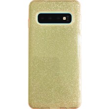 FitCase Samsung S10 (G973) 3in1 Simli Silikon Arka Kılıf Gold