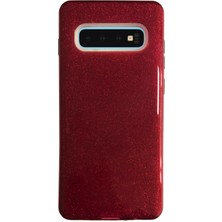 FitCase Samsung S10 (G973) 3in1 Simli Silikon Arka Kılıf Bordo