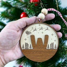 Hippodeco Iskandinav Tarzı W Harfi Yılbaşı Ağaç Süsü, Kişiselleştirilmiş Minimalist Noel Baba Desenli Çam Ağacı Süsü