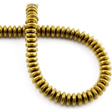 Uçar Doğal Taş Hematit Taşı Rondela Kesim Parlak Gold 8x3mm Doğal Taş Dizi