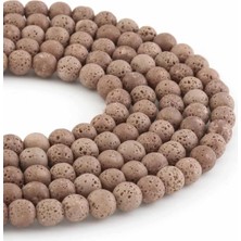 Uçar Doğal Taş Lav Taşı Doğal Taş Kahverengi Küre Kesim 8mm Dizi