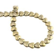 Uçar Doğal Taş Hematit Doğal Taş Parlak Antik Sarı Kalp Kesim 8mm Dizi [AA]