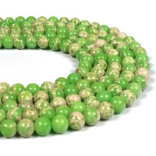 Uçar Doğal Taş Varisit Doğal Taş Parlak Koyu Yeşil Küre Kesim 6mm Dizi [AA]