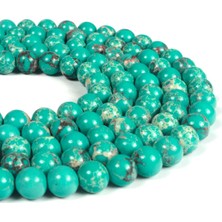 Uçar Doğal Taş Varisit Doğal Taş Parlak Su Yeşili Küre Kesim 8mm Dizi