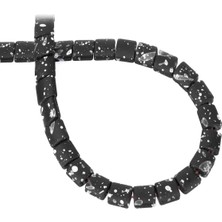 Uçar Doğal Taş Hematit Doğal Taş Mat Benekli Siyah Kare Kesim 7x7mm Dizi