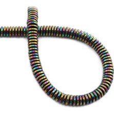 Uçar Doğal Taş Hematit Doğal Taş Parlak Gökkuşağı Rondela Kesim 6X1MM Dizi