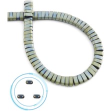 Uçar Doğal Taş Hematit Doğal Taş Mat Yeşil Çift Delikli 6X2MM Dizi