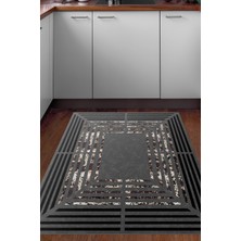 Dekoreko Dijital Mutfak Halısı Trend Keçe Kaymaz Taban Modern Mollie Antrasit