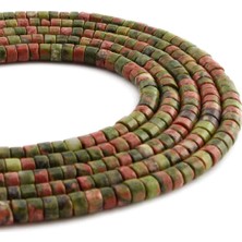 Uçar Doğal Taş Unakit Doğal Taş Parlak Yeşil Dore Kesim 4x2mm Dizi [AA]