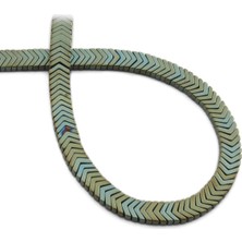 Uçar Doğal Taş Hematit Doğal Taş Mat Yeşil Çavuş Kesim 7x1mm Dizi