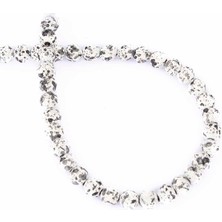 Uçar Doğal Taş Hematit Doğal Taş Mat Benekli Beyaz Küre Faset Kesim 6mm Dizi