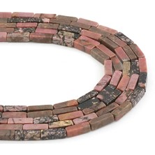 Uçar Doğal Taş Rodonit Doğal Taş Parlak Benekli Dikdörtgen Kesim 4x13mm Dizi [AA]