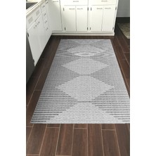 Dekoreko Dijital Mutfak Halısı Yıldız Deri Kaymaz Taban Iskandinav Kay Gri