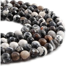 Uçar Doğal Taş Pat Pat Akik Doğal Taş Parlak Beyaz Küre Faset Kesim 8mm Dizi