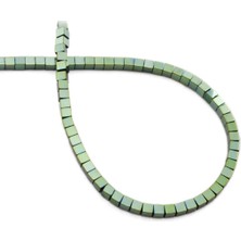 Uçar Doğal Taş Hematit Doğal Taş Parlak Yeşil Küp Kesim 3x3mm Dizi