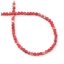 Uçar Doğal Taş Varisit Doğal Taş Parlak Kırmızı Kalp Kesim 4mm Dizi [AA]