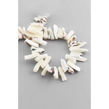 Uçar Doğal Taş Sedef Doğal Taş Parlak Kırık Beyaz Amorf Kesim 26x7mm Dizi [AB+]