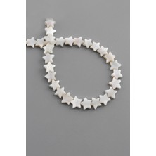 Uçar Doğal Taş Sedef Doğal Taş Parlak Beyaz Yıldız Kesim 9x3mm Dizi [AB+]