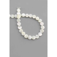 Uçar Doğal Taş Sedef Doğal Taş Parlak Beyaz Daire Kesim 8x3mm Dizi [AA]