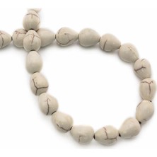 Uçar Doğal Taş Turkuaz Sıkma Doğal Taş Parlak Beyaz Damla Kesim 8x10mm Dizi [B+]