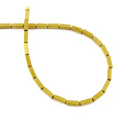 Uçar Doğal Taş Hematit Doğal Taş Parlak Gold Dikdörtgen Kesim 2X6MM Dizi