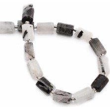 Uçar Doğal Taş Rutil Kuvars Doğal Taş Parlak Silindir Kesim 7x12mm Dizi [AA]