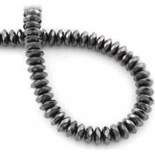 Uçar Doğal Taş Hematit Doğal Taş Parlak Füme Rondela Faset Kesim 10x3mm Dizi