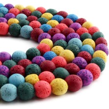 Uçar Doğal Taş Lav Taşı Doğal Taş Mat Renkli Küre Kesim 8mm Dizi