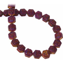 Uçar Doğal Taş Hematit Doğal Taş Mat Gökkuşağı Altıgen Kesim 9x9mm Dizi [AA]