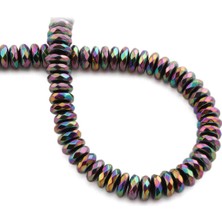 Uçar Doğal Taş Hematit Doğal Taş Parlak Gökkuşağı Fasetli Rondela Kesim 8x3mm Dizi