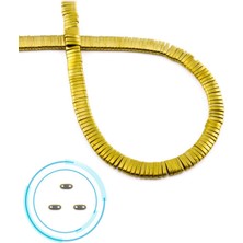 Uçar Doğal Taş Hematit Doğal Taş Parlak Gold Rondela Kesim Çift Delik 5x1mm Dizi [AA]