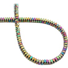 Uçar Doğal Taş Hematit Doğal Taş Parlak Gökkuşağı Rondela Kesim 4x2mm Dizi [AA]