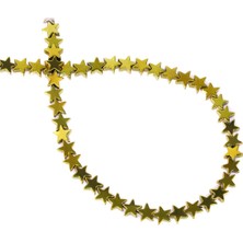 Uçar Doğal Taş Hematit Doğal Taş Parlak Gold Yıldız Kesim 7mm Dizi [AA]