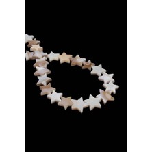 Uçar Doğal Taş Sedef Doğal Taş Parlak Kırık Beyaz Yıldız Kesim 12mm Dizi [AB+]