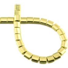 Uçar Doğal Taş Hematit Doğal Taş Parlak Altın Sarı Yassı Kare Kesim 7x7mm Dizi [AA]