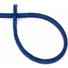 Uçar Doğal Taş Hematit Doğal Taş Mat Mavi Dore Kesim 4x1mm Dizi [AA]