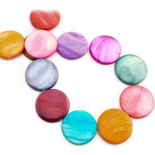 Uçar Doğal Taş Sedef Doğal Taş Parlak Renkli Daire Kesim 30mm Dizi [AB+]