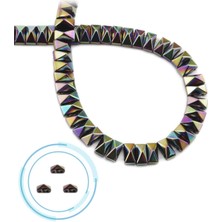 Uçar Doğal Taş Hematit Doğal Taş Parlak Gökkuşağı Piramit Kesim Çift Delik 8x4mm Dizi [AA]