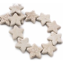 Uçar Doğal Taş Turkuaz Sıkma Beyaz Yıldız Kesim 26x6mm Dizi