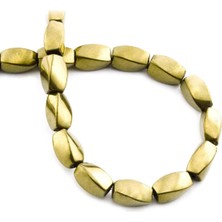 Uçar Doğal Taş Hematit Doğal Taş Parlak Gold Burgulu Dikdörtgen Kesim 6x12mm Dizi