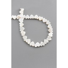 Uçar Doğal Taş Sedef Doğal Taş Parlak Beyaz Kalp Kesim 8x3mm Dizi [AA]